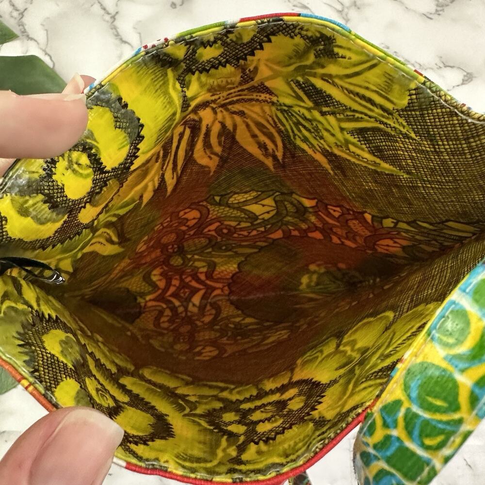 Vintage Y2k Fruit Print Shoulder Bag Purse Coated Canvas Mexico Shopping Retro - Picture 4 of 6